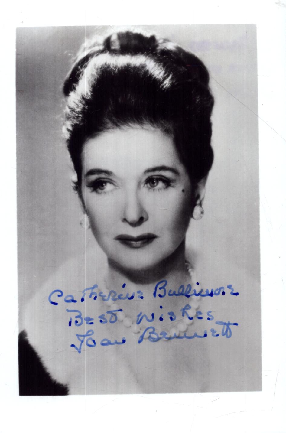 Joan Bennet signed 5x2 inch black and white Photo