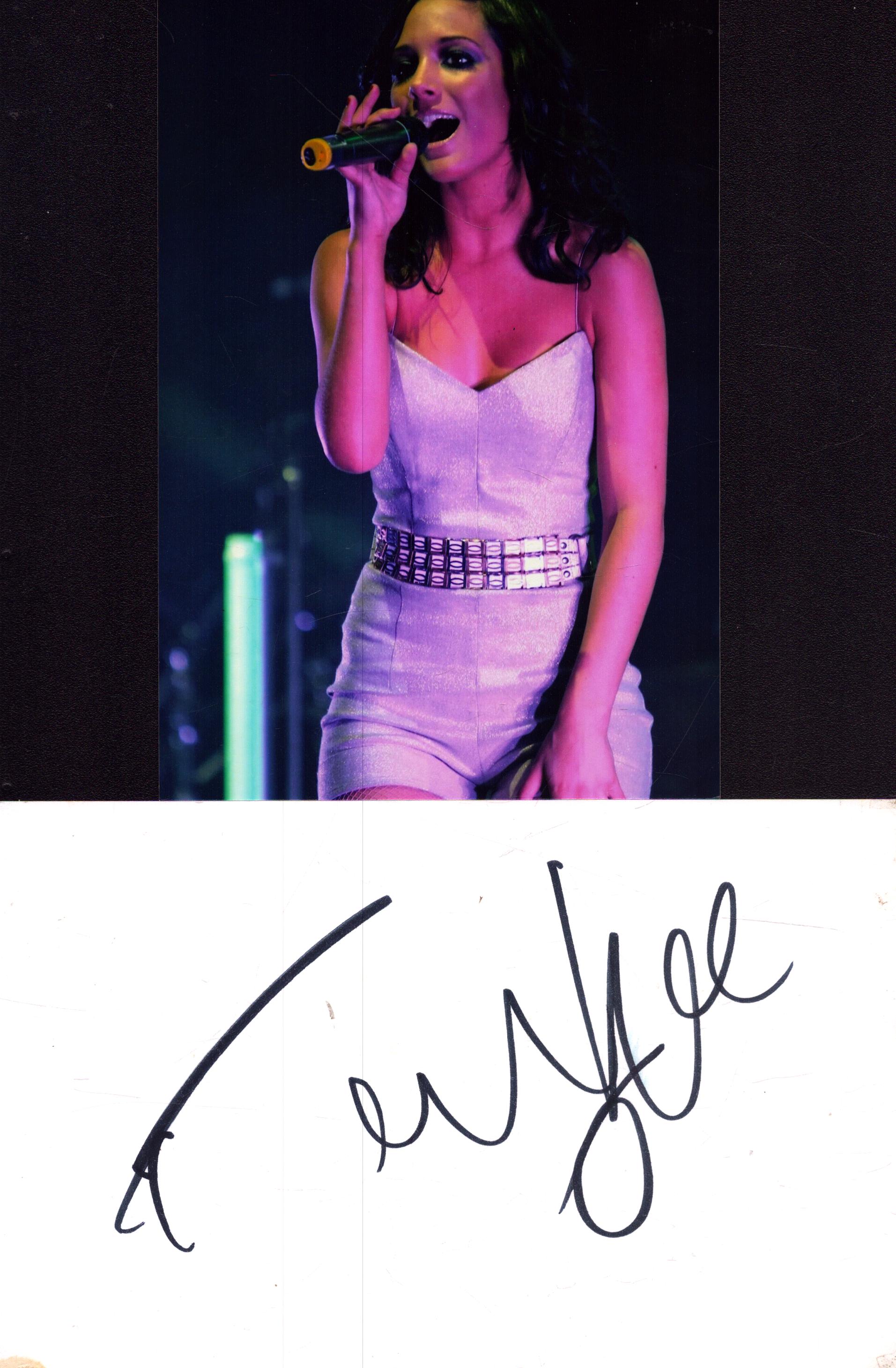 Frankie Bridge signed white card along with 6x4 inch colour unsigned photo