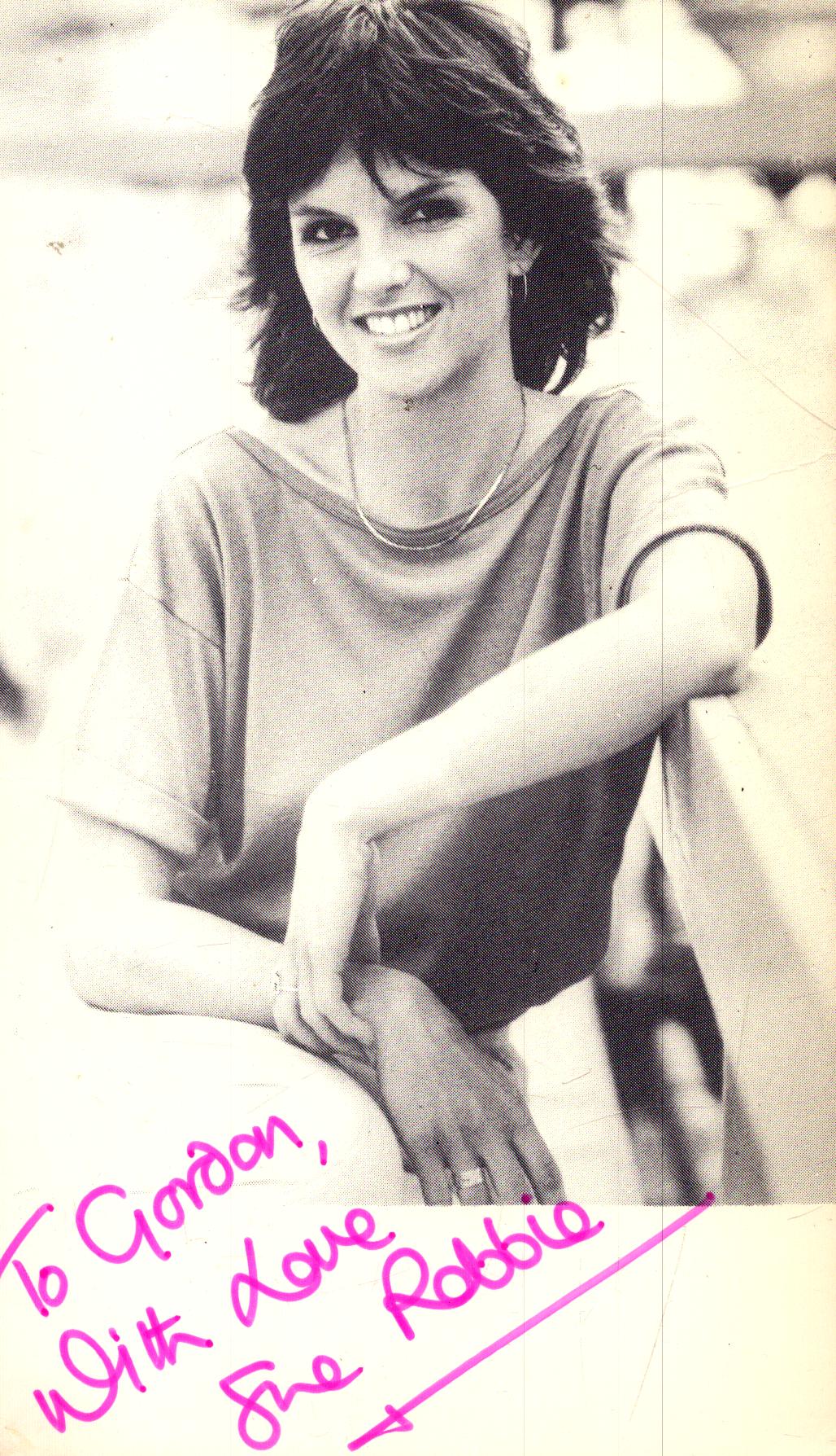 Sue Robbie signed 7X3 inch black and white photo dedicated