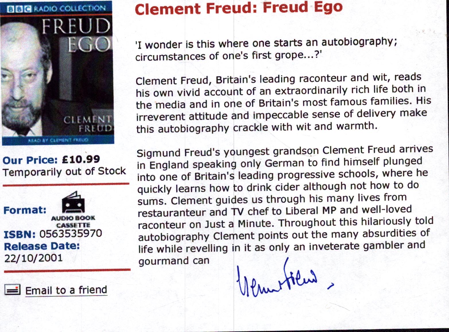 Clement freud signed clipped magazine page