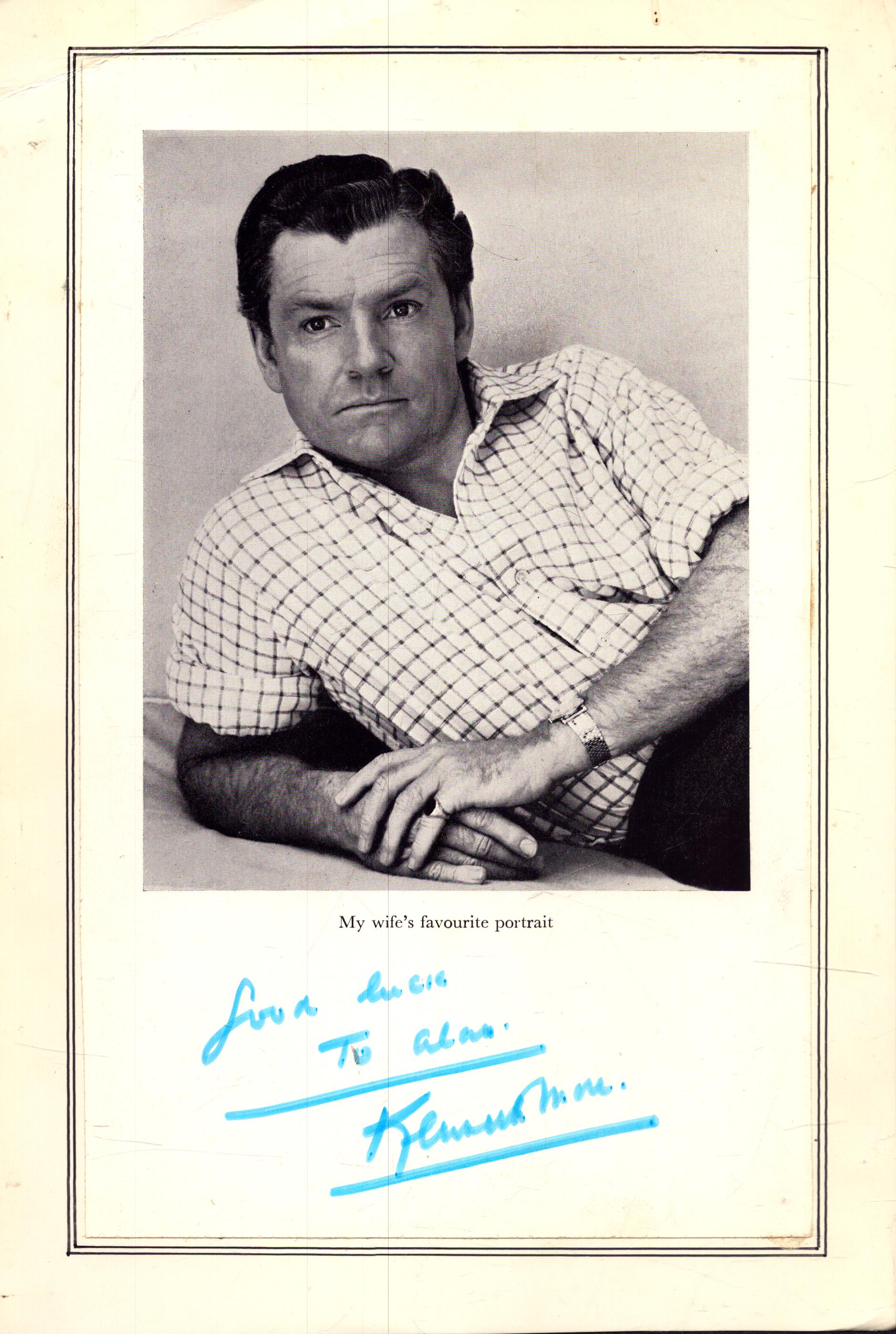 Kenneth Moore signed 8 by six inch black and white photo Dedicated