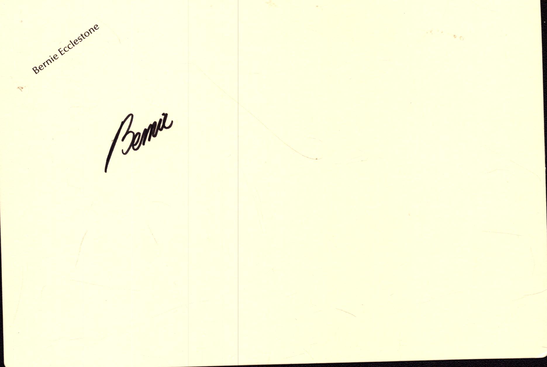.Bernie Ecclestone signed 6x4 inch white card