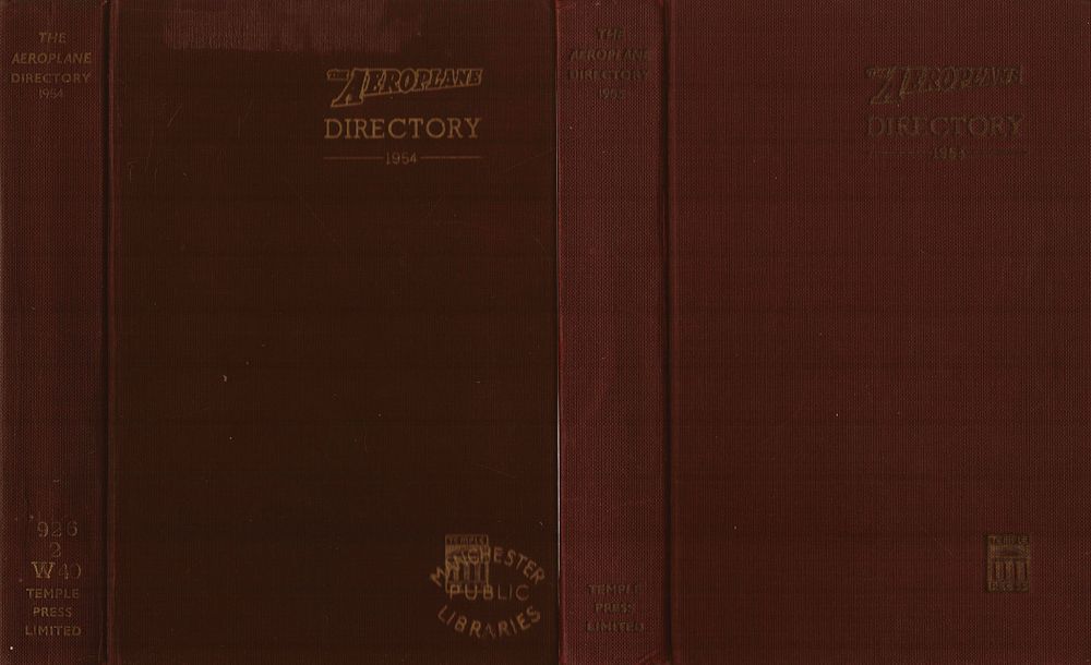 The Aeroplane Directory 1953/1954. Publisher: Temple Press.