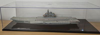 Admiral Kuznetsov Carrier model 16.5x1.5 inch Approx with a Plastic case overall 19.5x5 inch Approx.