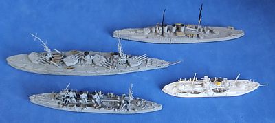 Russian Ships models in miniature Metal 4 Collection. Rurik, Aurora, Admiral Nakhimov & 
