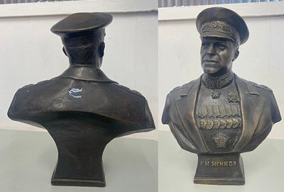 Bronze bust of Soviet Marshal Georgy Zhukov, 8x7inch.