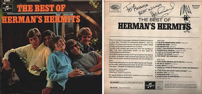 Herman from Herman of the Hermit Sound 33 RPM Record Sleeve of the Best of the Hermans Signed 