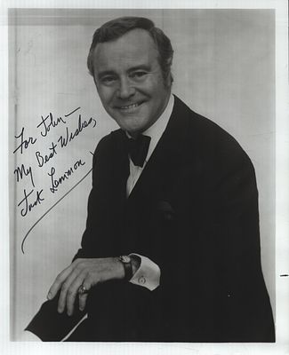 Jack Lemmon signed 10X8 inch black and white photo dedicated.