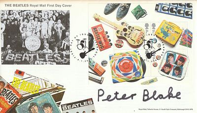 Peter Blake Hand Signed The Beatles FDC Autographed Sgt Pepper's Lonely Artist. Super Royal 