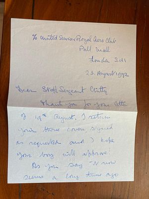 WW2 Field Marshall Claude Auchinleck hand written letter with good content. To Staff Sergeant 