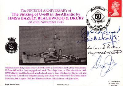 WW2 RARE multiple signed Navy cover inc WW2 and TV stars Raymond Baxter, David Jacobs, Richard 