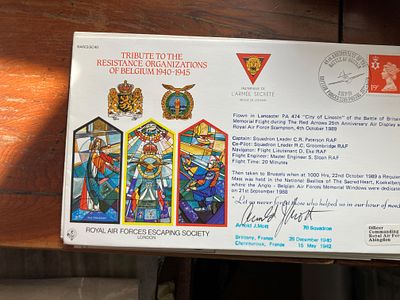WW2 Rare Variety Escape Belgium cover signed escaper TWICE Arnold Mott 78 sqn. In December 1940 