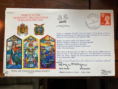 WW2 Rare Variety Escape Belgium cover signed escaper Bryn Morgan 460 sqn 1944. His story starts 