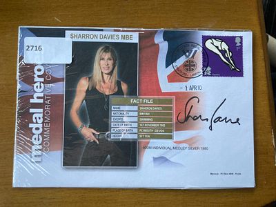 Olympics Sharron Davis 400m swimming signed 2010 Medal Winners cover dedicated to her. Good 