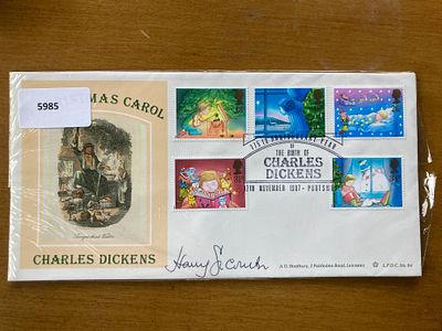 Music Harry Secombe signed A G Bradbury 1987 Christmas Charles Dickens FDC LFDC64. Good 