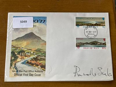 Fawlty Towers Prunella Scales signed 1977 Isle of Man FDC. Good condition Est.