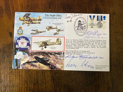 WW2 Battle of Britain pilot C Warren 152 sqn multiple signed 50th ann cover RAFA15 The Night 