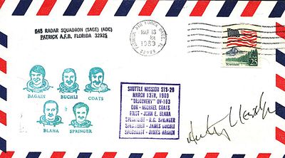 Space Shuttle STS51B Astronaut Anthony Llewellyn signed STS-29 Discovery OV-103 commemorative 