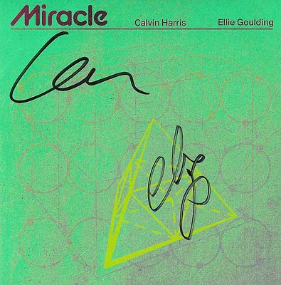 Calvin Harris and Ellie Goulding signed Miracle CD sleeve