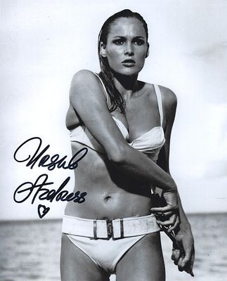 Ursula Andress signed in 10x8 inch black and white photo from James Bond
