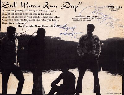 Four tops signed 11x9 black and white photo from the album Still Waters Run Deep.