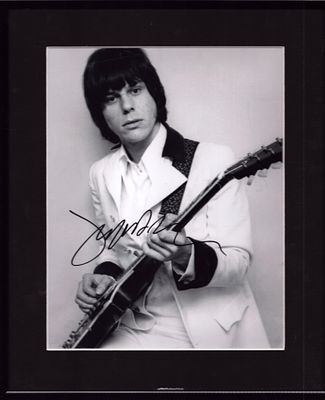 Jeff Beck signed black and white 10x12 framed photo.