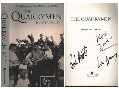 Colin Hanton, Rod Davis & Len Garry signed paperback book. The 'Quarrymen' By Hunter Davies. 