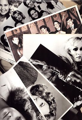 Black and white collection of unsigned photos, includes Carrie Fisher, Dana Andrews, Pat Boone 