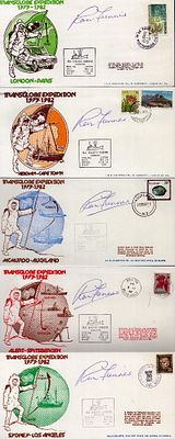 Collection of 5 Sir Ranulph Fiennes signed FDCs for Transglobe Expedition stamped 1981, 1979 