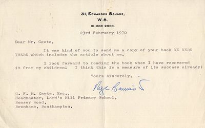 Roger Bannister, legendary first man to run the sub 4 minute mile athlete signed typed letter 