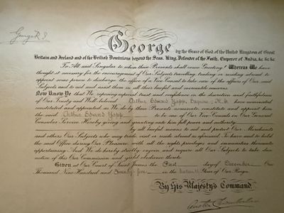 George VI signed Doocument appointing a Vice Consul, dated 1925, also signed by Joseph Austen 