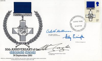WW2 SOE heroine Odette Hallows GC and Harry Errington GC signed George Cross FDC