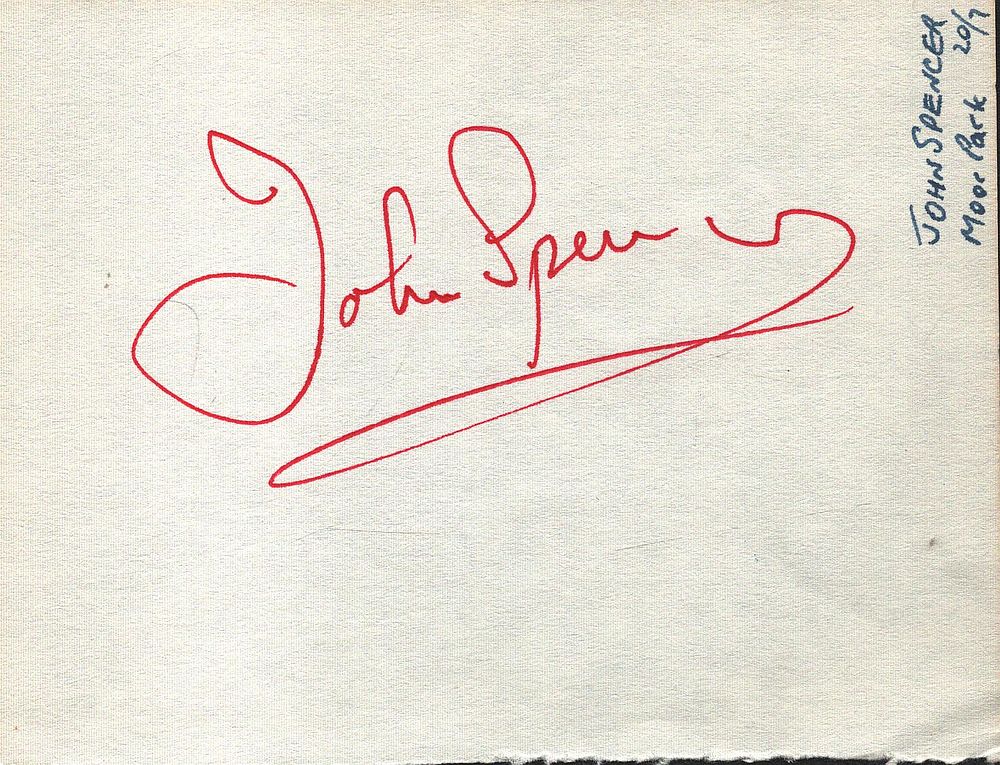 John Spencer signed album page