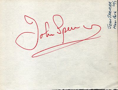John Spencer signed album page