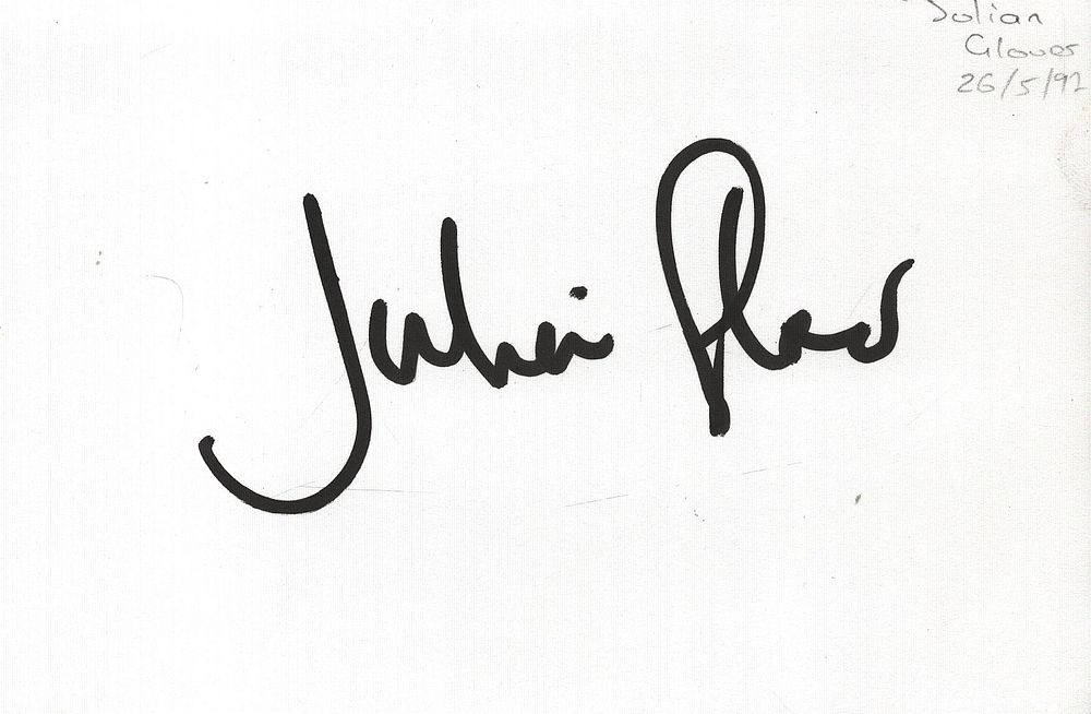 Julian Glover signed 6x4 inch white card