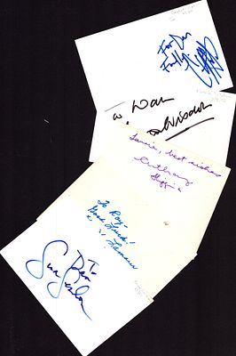 Collection of signature pieces, includes Norman Wisdom, Anthony Higgins, Dorothy Lamour and others.