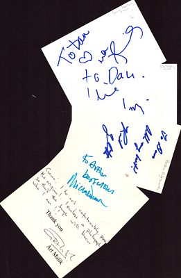 Collection of signature pieces, includes Laura Herrimg, Art Malik, Michael Winner and others.