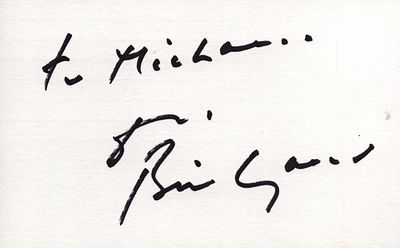 William Gaunt signed five by three inch white card