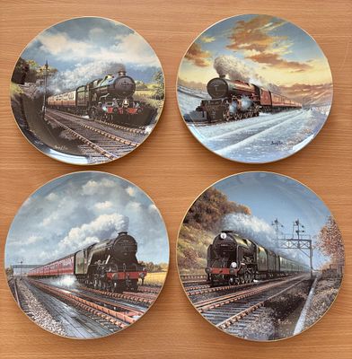 x4 Coalport bona china plates from the 'Last Days of Steam' limited edition series. 6000 King 