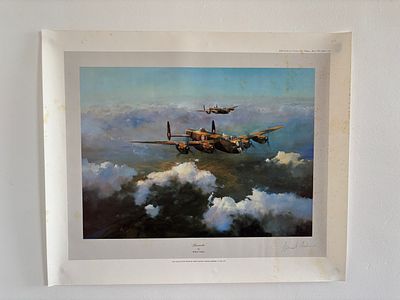 Limited First Edition print titled "Lancaster" by aviation artist Robert Taylor. Signed by 