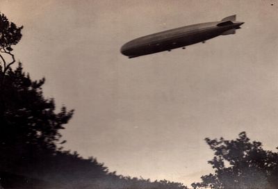 Black and white postcard of the Graf Zeppelin passenger airship 1932.