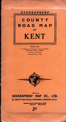 Vintage 1940s Geographia County Road Map of Kent.
