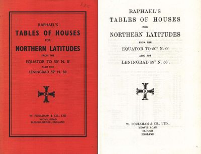 Raphael's Tables of Houses for Northern Latitudes from The Equator To 50&deg; No. 0' Pocket Edition 