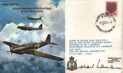 Michael Lawrence, Test Pilot Sqn ldr signed FDC. 50th Anniversary of the First Flight of Fairey 