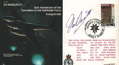 D. C. T Bennett, Air Vice Marshal signed FDC. D. H. Moquito 4. 40th Anniversary of the 