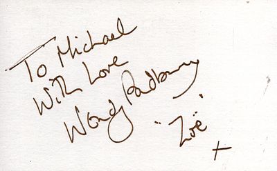 Wendy Padbury Signed 5x3inch white card. dedicated
