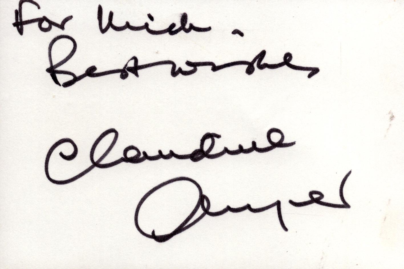 Claudine Bowyer signed 6x4 inch white dedicated
