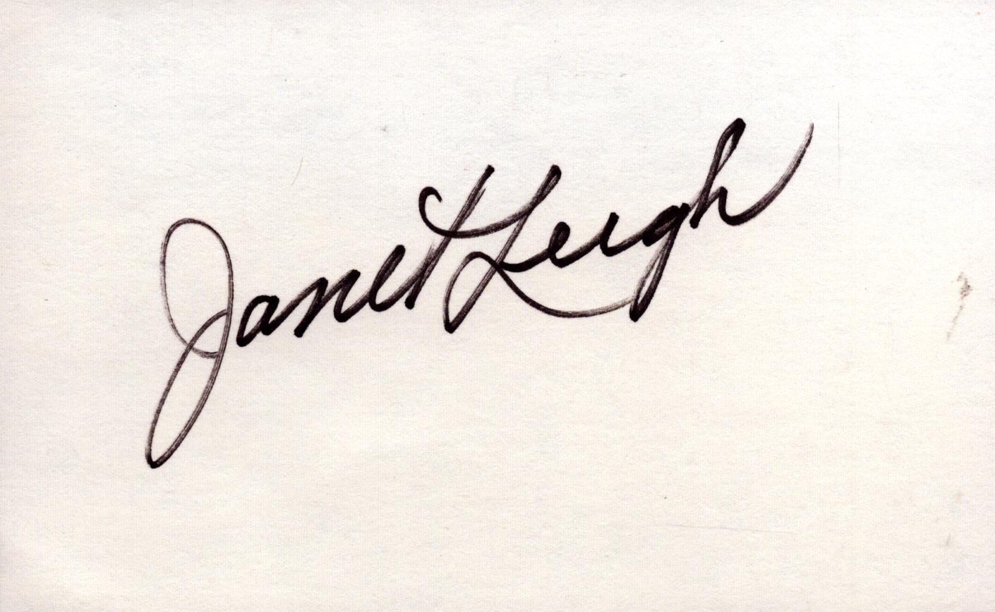 Janet Leigh signed 6x4 inch white card