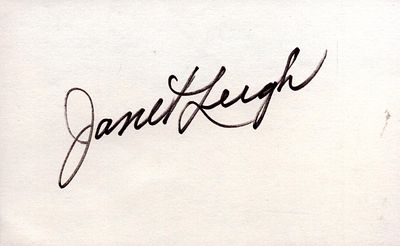 Janet Leigh signed 6x4 inch white card