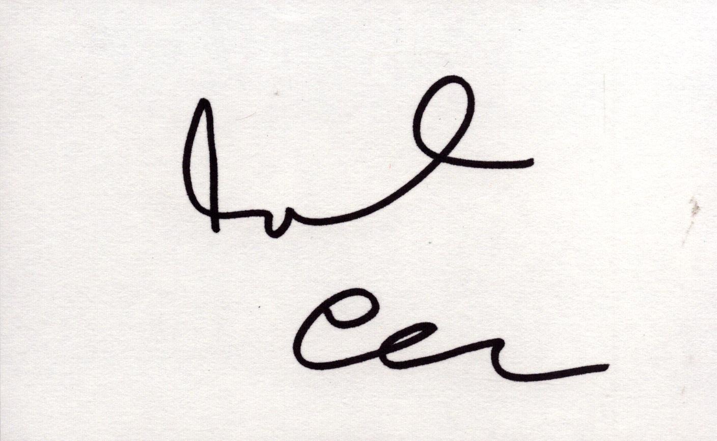 Michael Caine signs 6X4 inch White card
